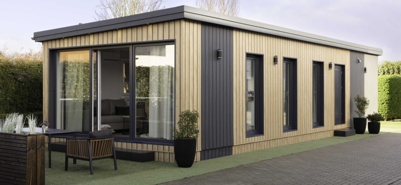 Vooraanzicht van de nieuwe Flexwoning van KaFra Housing
