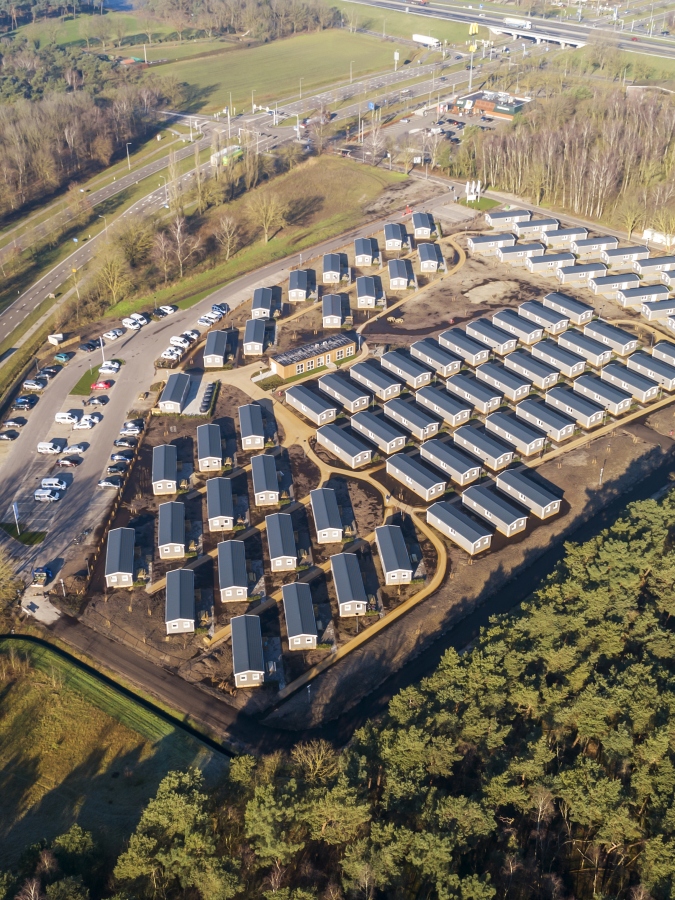 Luchtfoto van de locatie KaFra Maasbree bestaande uit Flexwoningen